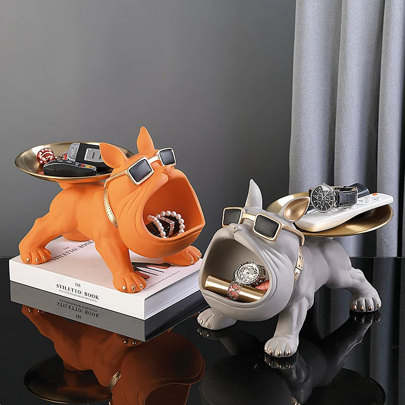 Bulldog Resin Statue – Decorative Dog Figurine & Storage Box