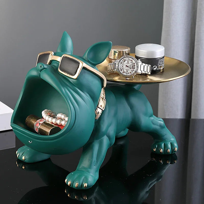 Bulldog Resin Statue – Decorative Dog Figurine & Storage Box