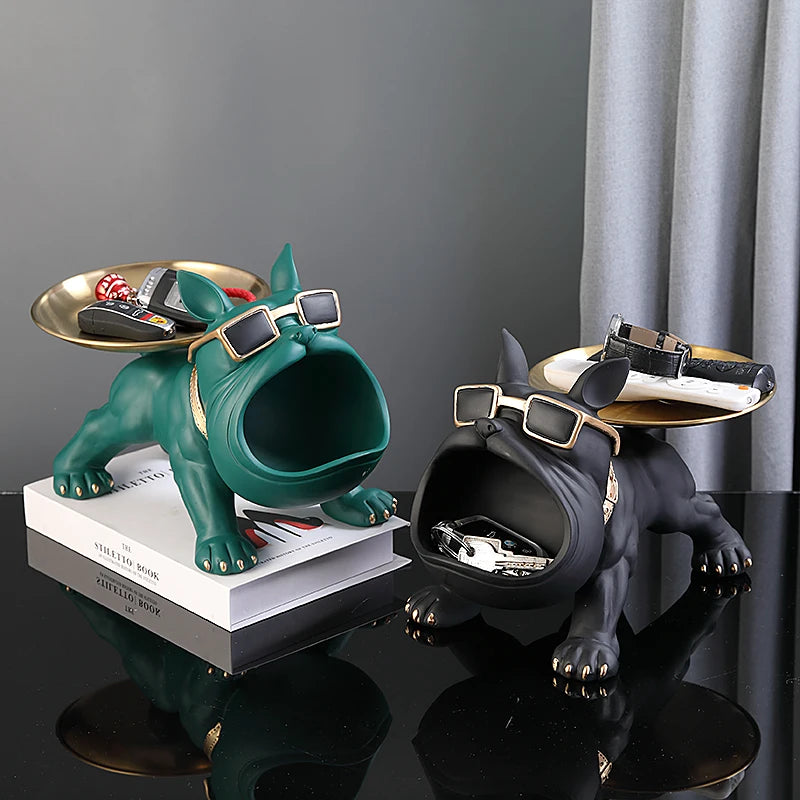 Bulldog Resin Statue – Decorative Dog Figurine & Storage Box