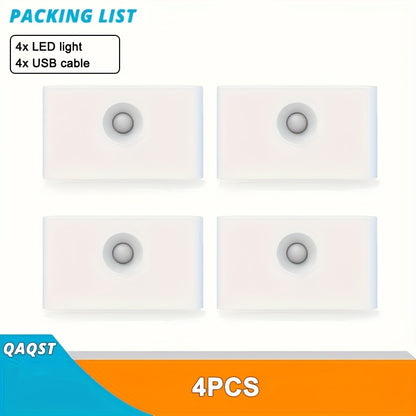 Set of 4 Golden LED Motion Sensor Wall Lights – USB Rechargeable, Matte Finish