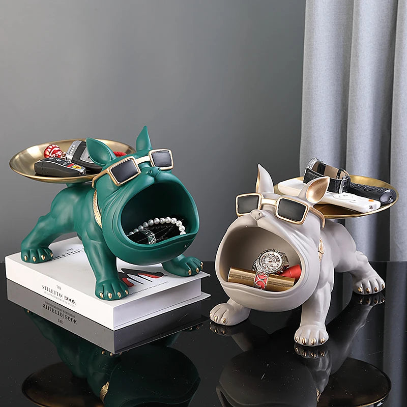 Bulldog Resin Statue – Decorative Dog Figurine & Storage Box