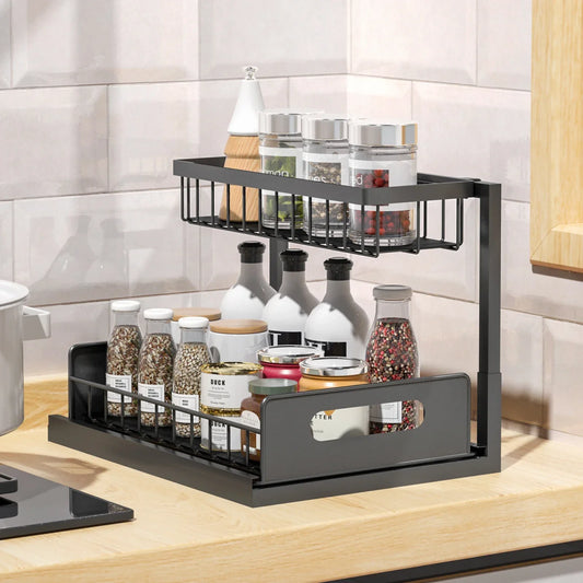 Premium Under Sink Organizer – Sliding Storage Shelf (2 Pack)