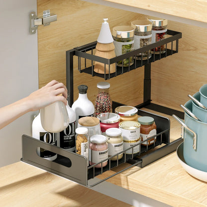 Premium Under Sink Organizer – Sliding Storage Shelf (2 Pack)