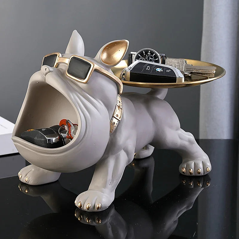 Bulldog Resin Statue – Decorative Dog Figurine & Storage Box