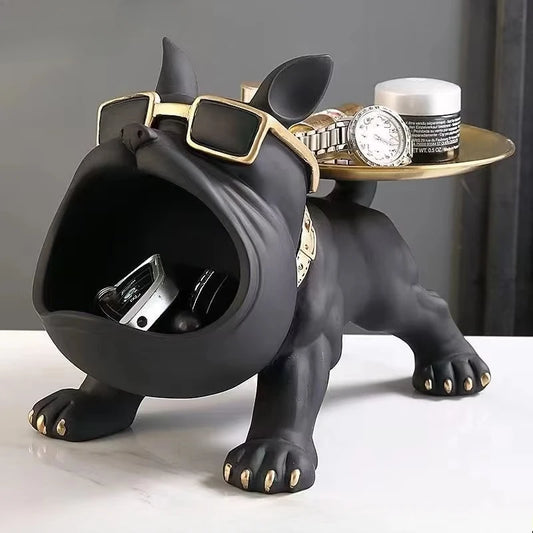 Bulldog Resin Statue – Decorative Dog Figurine & Storage Box