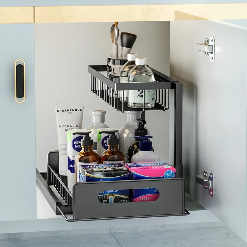 Premium Under Sink Organizer – Sliding Storage Shelf (2 Pack)