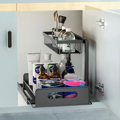 Premium Under Sink Organizer – Sliding Storage Shelf (2 Pack)